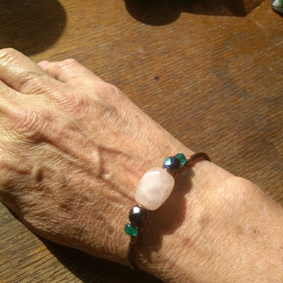 Skyra Rose Quartz/Crystal Copper Wire Bracelet - Picture 7 of 7